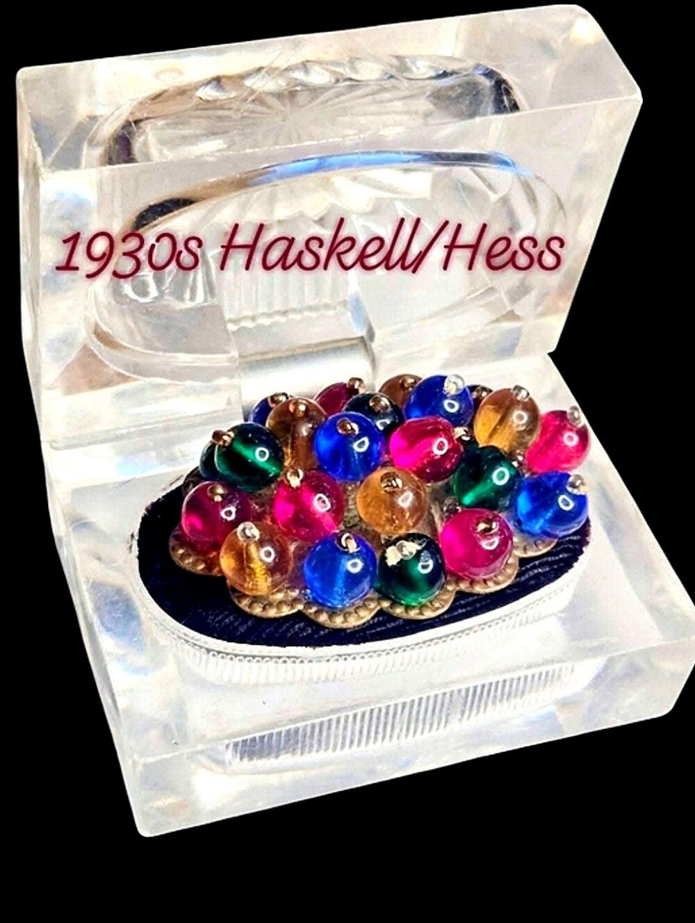 Vtg 1930s Unsigned Miriam Haskell Frank Hess Glass Bead Brooch